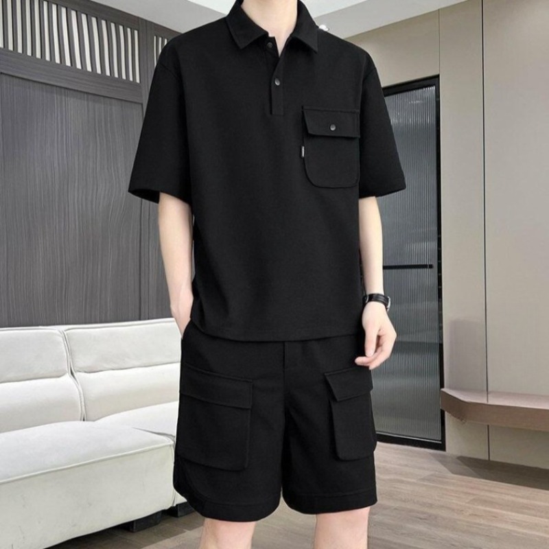 Quality Summer Clothing - 남성 여름 반팔 폴로셔츠 반바지 세트