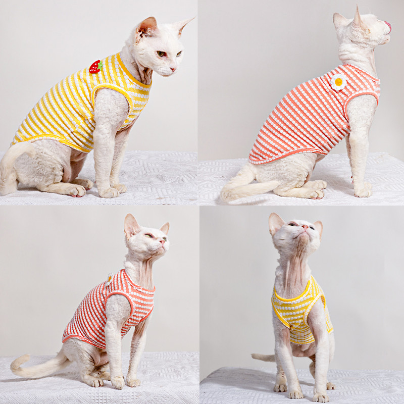 Soft Summer Yellow Clothing - 스핑크스 고양이 의류용 여름 티셔츠, 부드러운