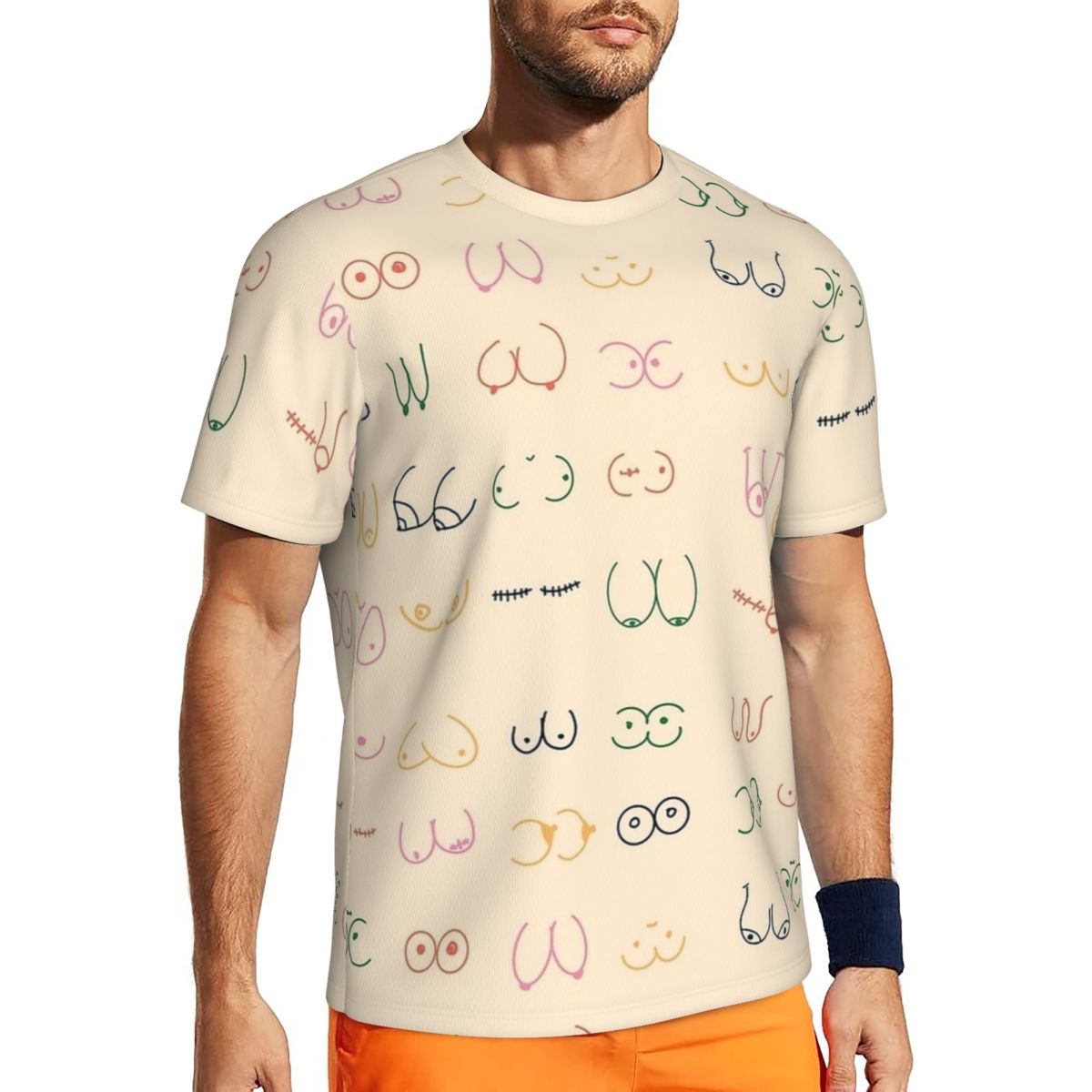 Summer Clothing Ideas - 남성용 스포츠웨어 티셔츠 파스텔 가슴 스케치