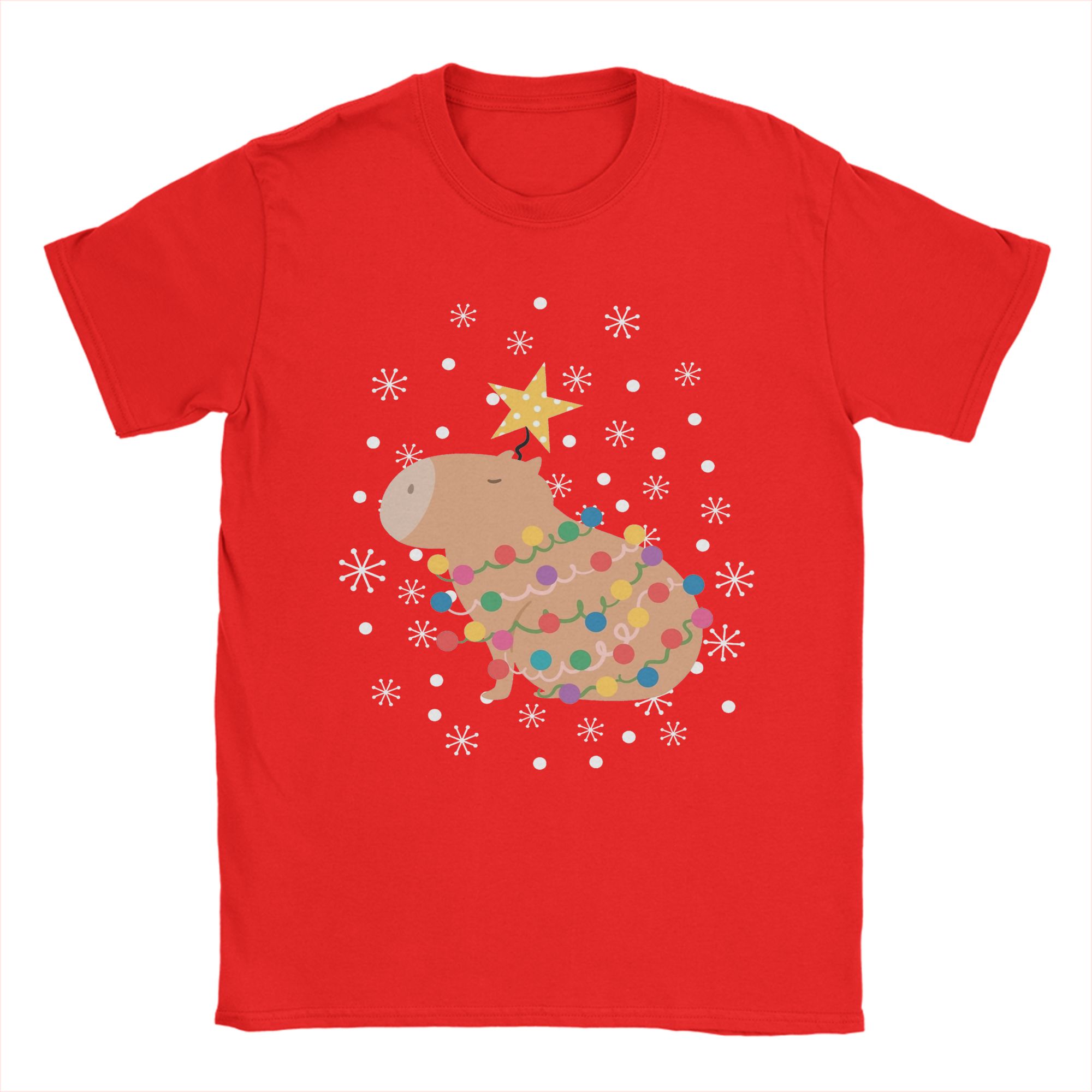 Summer Clothing Ideas - 카피바라 크리스마스 트리 남성용 티셔츠 코튼