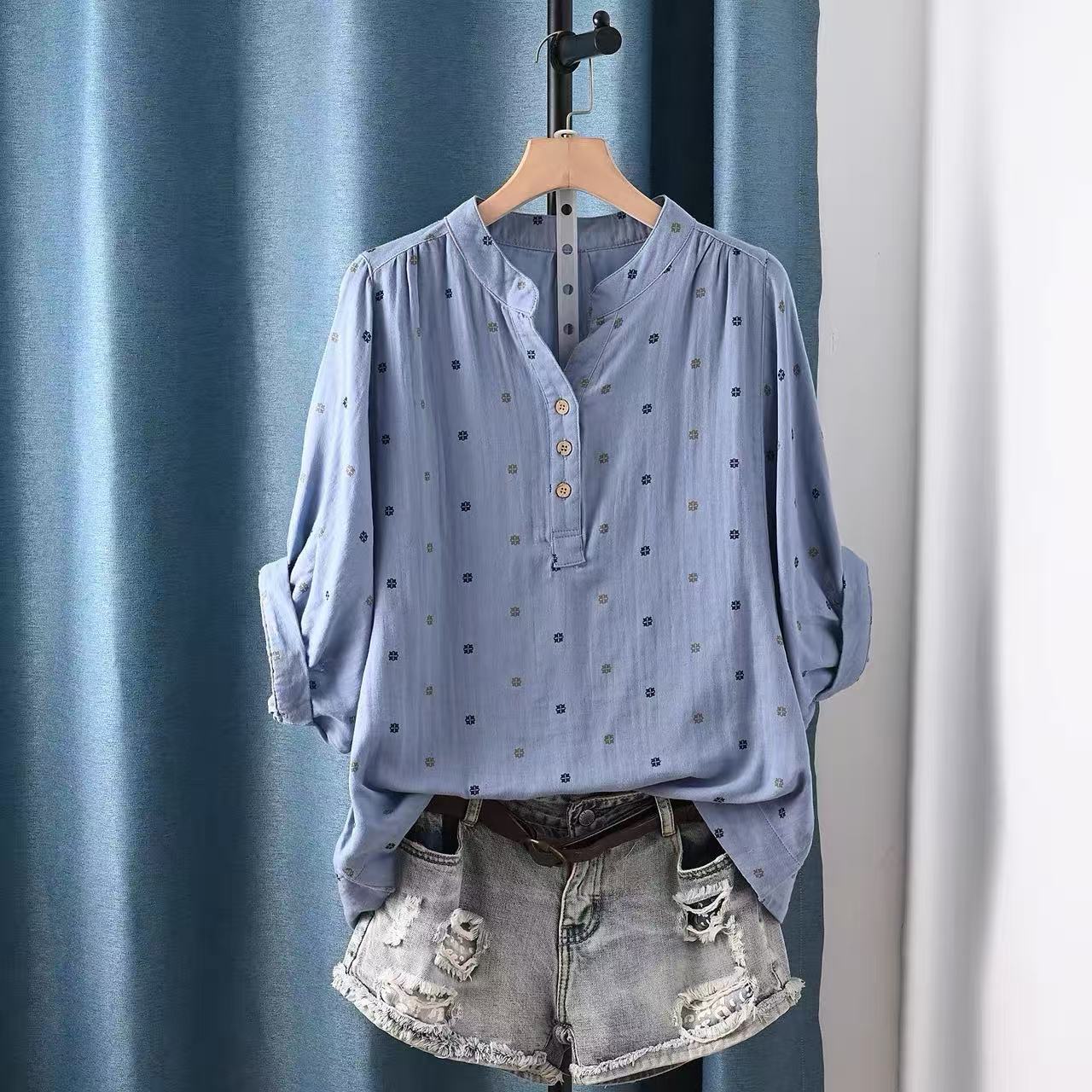 Summer Clothing Yarn - 2026 여성 블라우스 일본산 면사 폴카