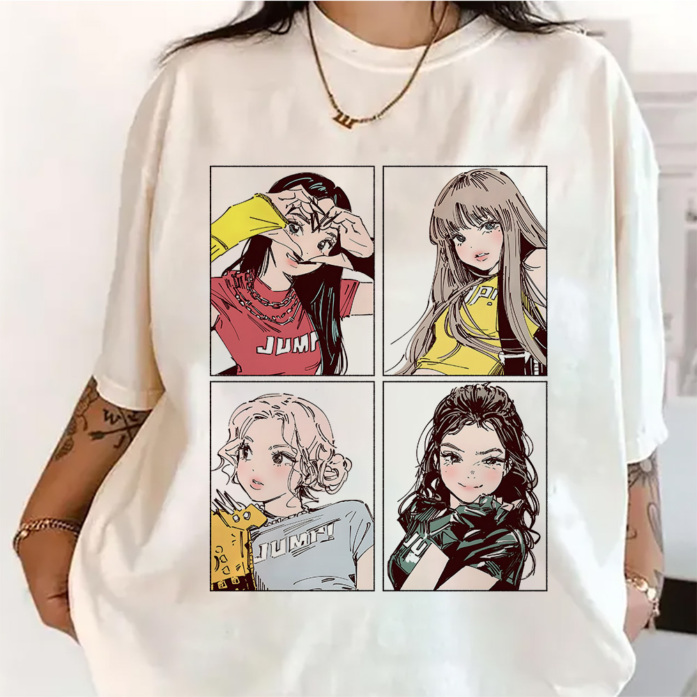Quality Summer Clothing - Kpop BP 점프 2026 티셔츠 핑크