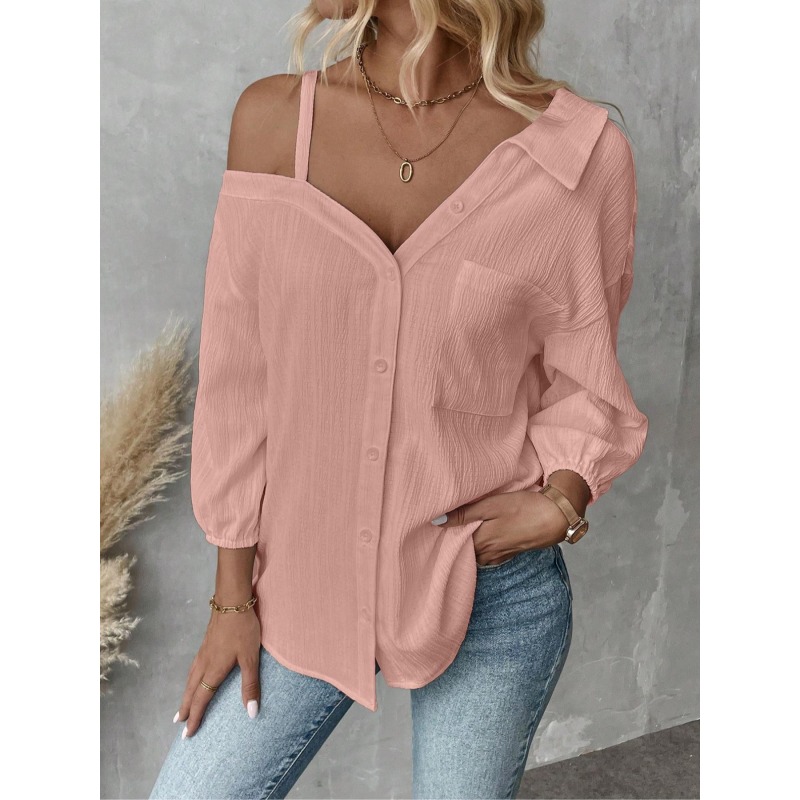 Off Shoulder Blouse - 플러스 사이즈 1XL-5XL 여성 블라우스 탑