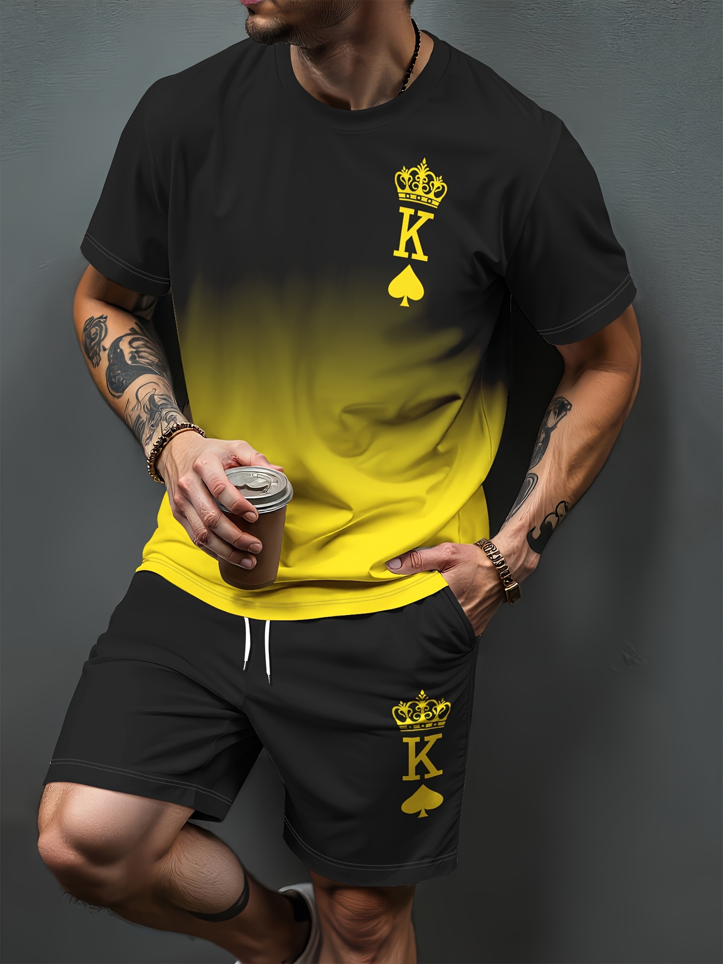 그라디언트 문자 패턴 3D 인쇄 운동복 남성 여성 캐주 - Summer Clothing Styles 리뷰 및 가격