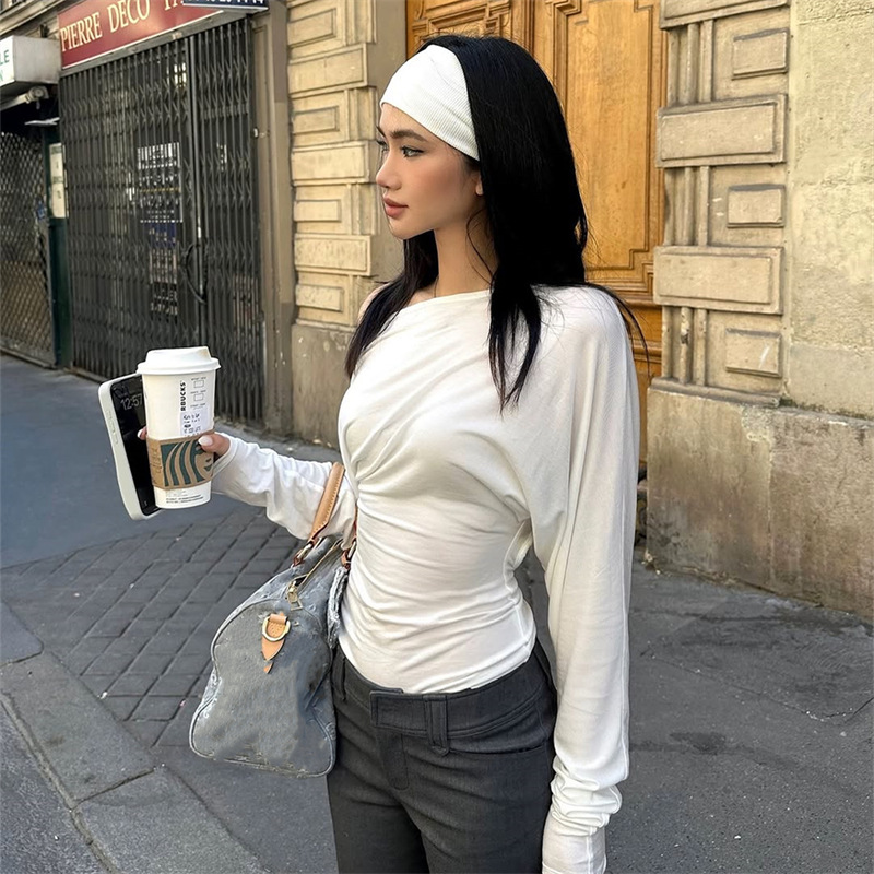 2026 여성용 원숄더 탑 긴팔 티셔츠 비대칭 러칭 오 - Off Shoulder Blouse 리뷰 및 가격