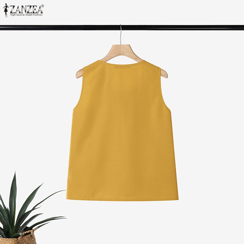 ZANZEA 플러스 사이즈 5XL 여성 핀턱 탱크 탑  - Summer Clothing Holiday 리뷰 및 가격