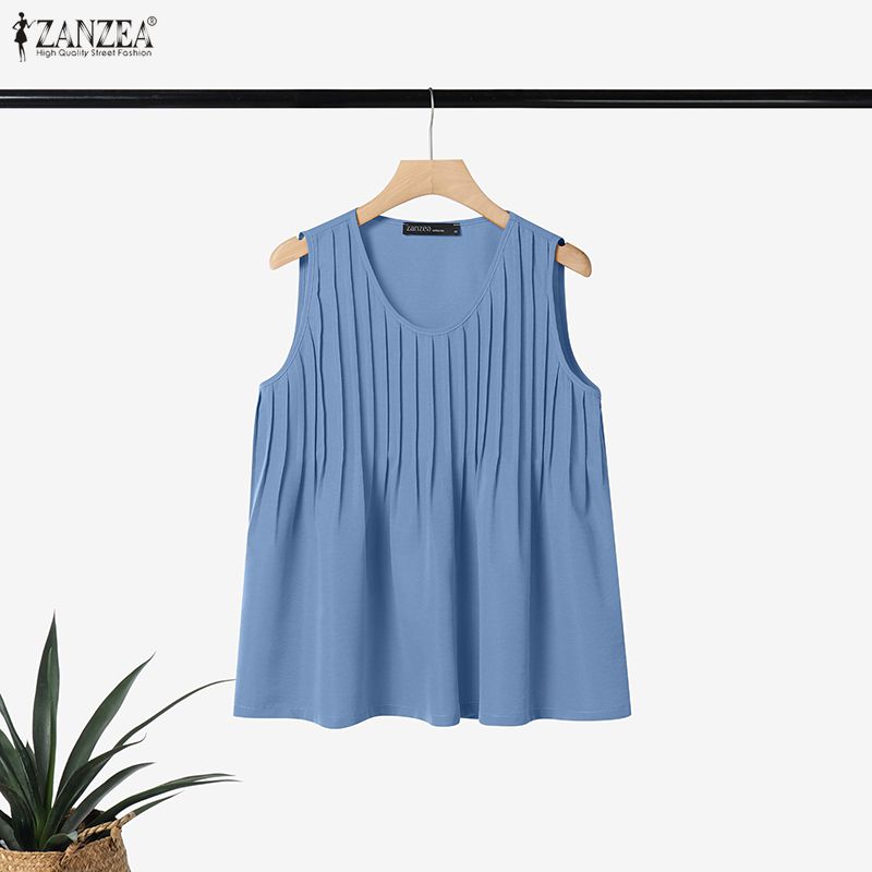 ZANZEA 플러스 사이즈 5XL 여성 핀턱 탱크 탑  - Summer Clothing Holiday 리뷰 및 가격