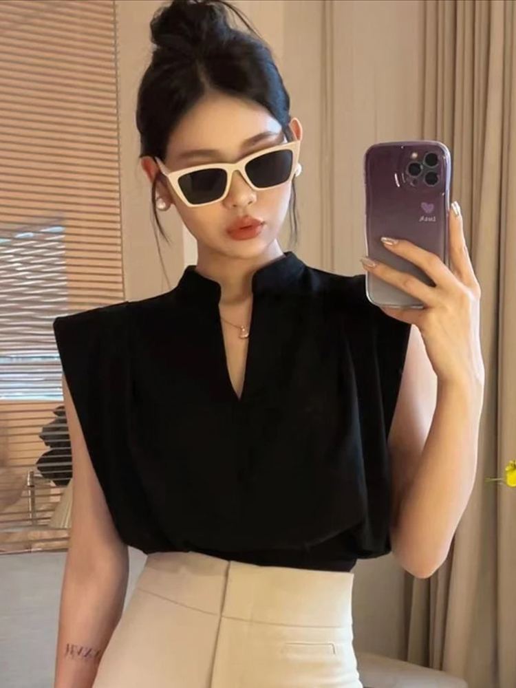 레트로 스탠드 칼라 반팔 셔츠 여성 패션 한국 스타일  - Quality Summer Clothing 리뷰 및 가격
