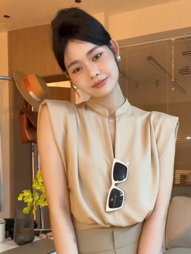 레트로 스탠드 칼라 반팔 셔츠 여성 패션 한국 스타일  - Quality Summer Clothing 리뷰 및 가격