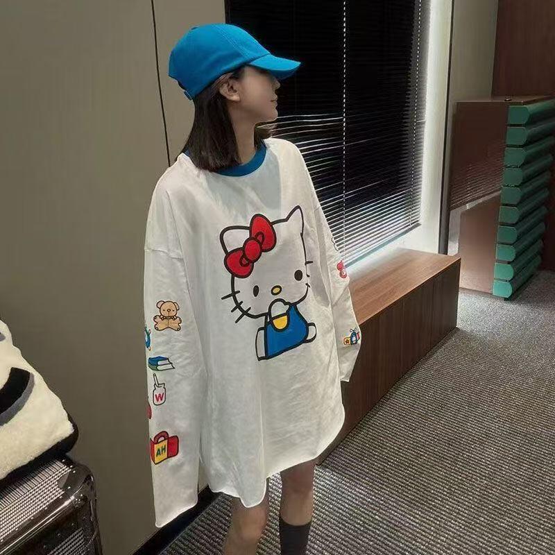긴팔 헬로 키티 여름 새 스타일 만화 귀여운 프린트 티 - Summer Clothing Us 리뷰 및 가격