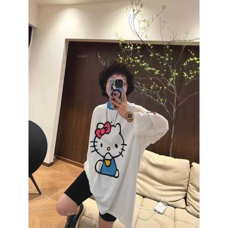긴팔 헬로 키티 여름 새 스타일 만화 귀여운 프린트 티 - Summer Clothing Us 리뷰 및 가격