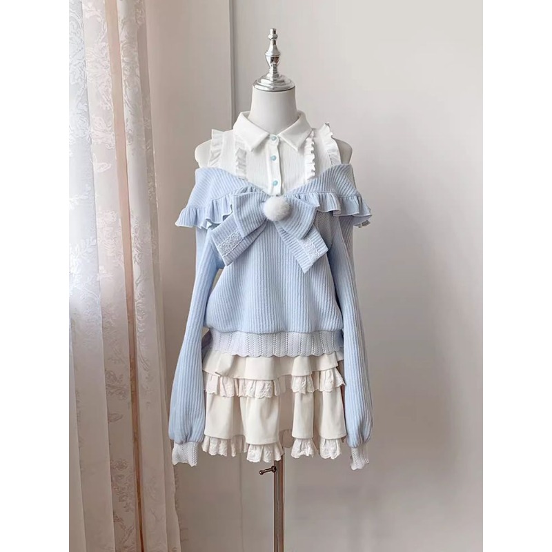 귀여운 소프트걸 로리타 투피스 세트 여성 가을 오프숄더 - Off Shoulder Blouse 리뷰 및 가격