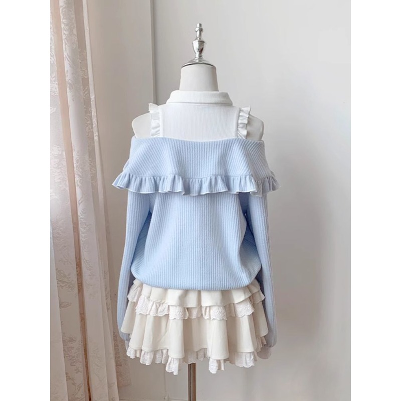 귀여운 소프트걸 로리타 투피스 세트 여성 가을 오프숄더 - Off Shoulder Blouse 리뷰 및 가격