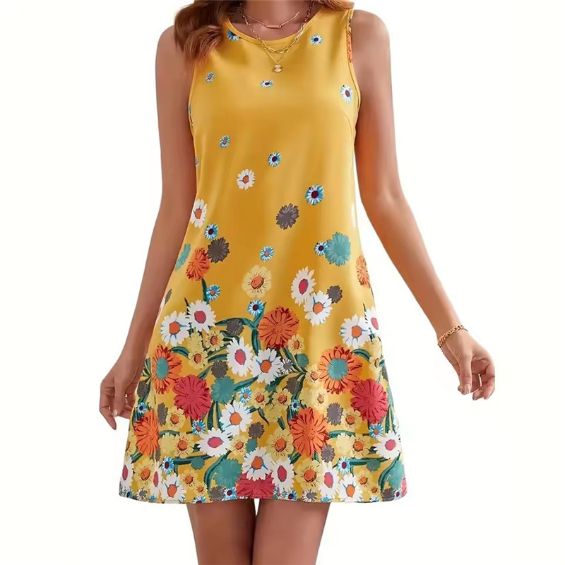 노란색 꽃무늬 드레스 여성 민소매 부드러운 선드레스 캐 - Soft Summer Yellow Clothing 리뷰 및 가격