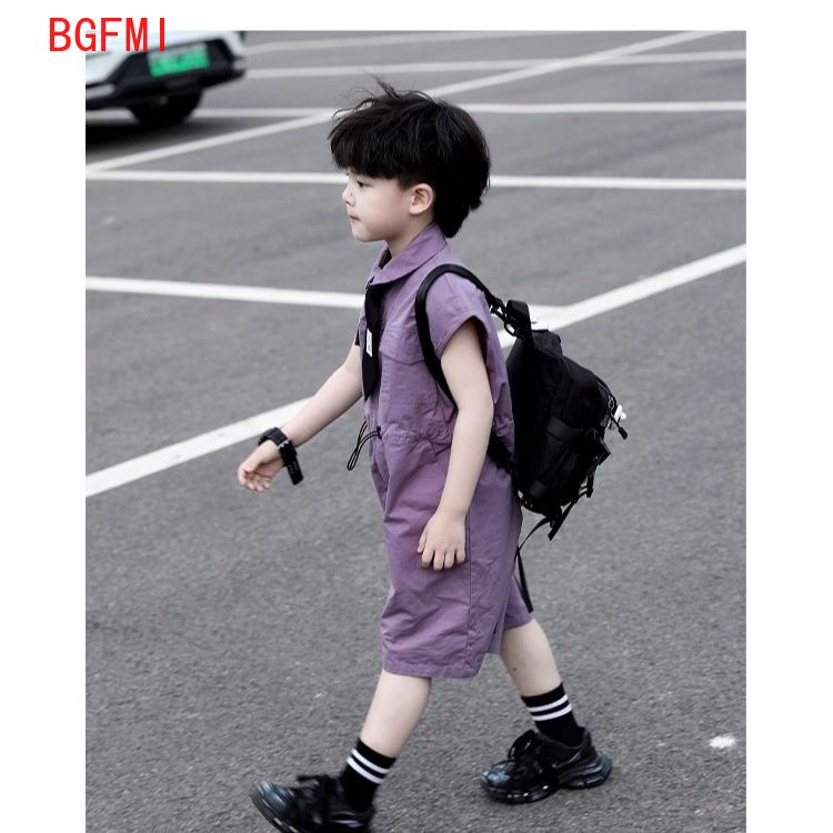 어린이 여름 반바지 작업복 카프리 소년 보라색 바지와  - Summer Clothing Baby 리뷰 및 가격