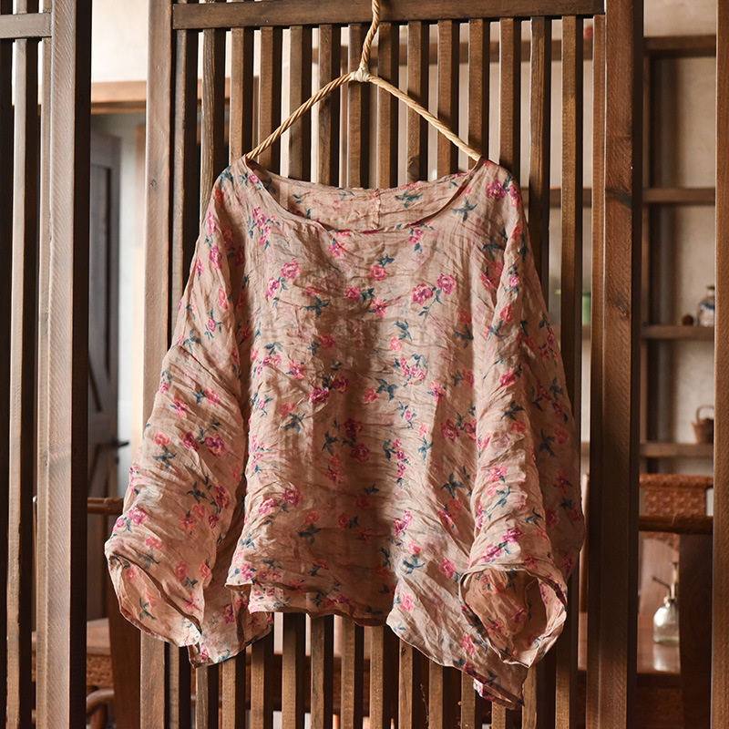 여성 오버사이즈 빈티지 라미 O넥 탑 및 셔츠 여성 프 - Quality Summer Clothing 리뷰 및 가격