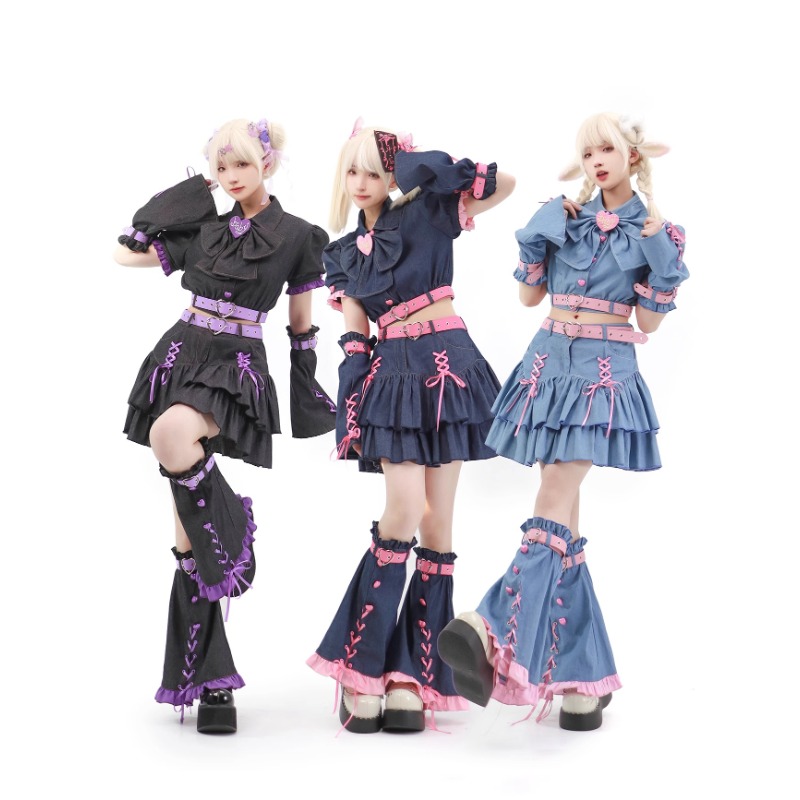 데님 연인 Y2k 세트, 일본 카와이 로리타 여성 캠퍼 - Summer Clothing Y2K 리뷰 및 가격