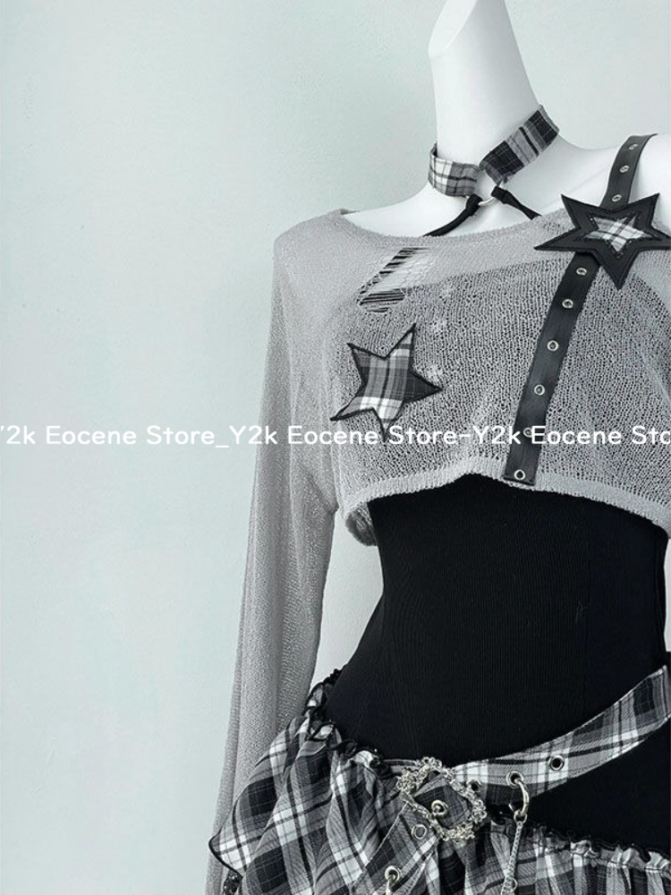2000 년대 Y2K 매운 소녀 디자인 불규칙한 세트  - Summer Clothing Y2K 리뷰 및 가격