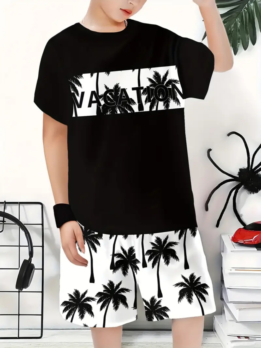 하와이 어린이 세트 코코넛 나무 3D 인쇄 캐주얼 정장 - Summer Clothing List 리뷰 및 가격