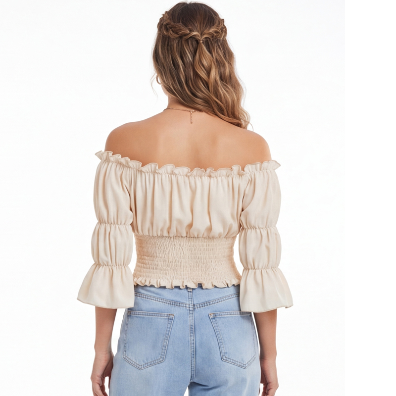 르네상스 블라우스 여성용 탑 반팔 오프숄더 탑 해적 코 - Off Shoulder Blouse 리뷰 및 가격