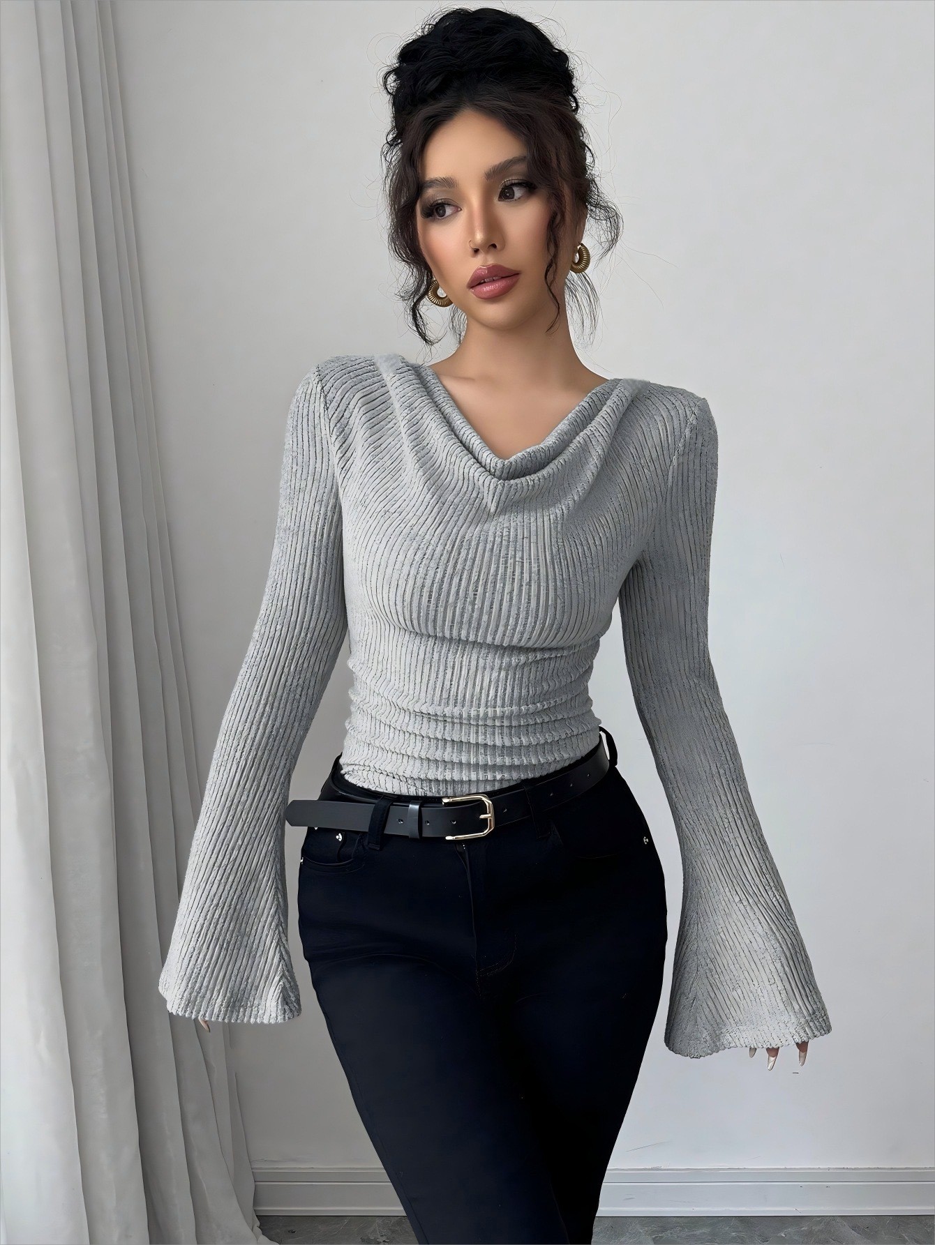 여성 블라우스 오프숄더 카울넥 탑 솔리드 컬러 플레어  - Off Shoulder Blouse 리뷰 및 가격