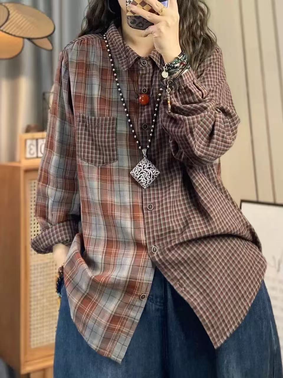 2026 여성 가을 의류 일본 패션 면사 여성용 체크무 - Summer Clothing Yarn 리뷰 및 가격