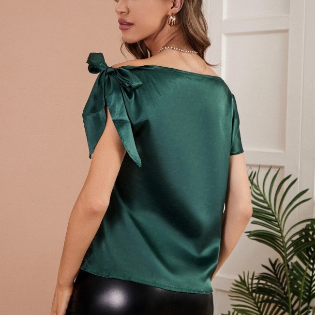 여성 오프숄더 슬리브리스 새틴 블라우스 슬림핏 솔리드  - Off Shoulder Blouse 리뷰 및 가격