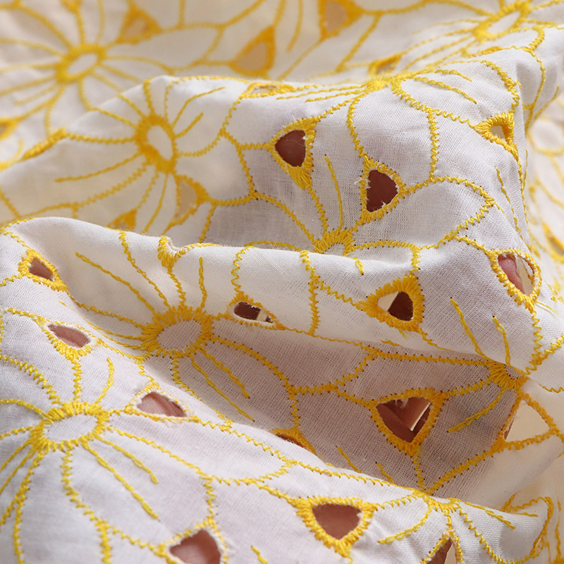 고품질 코튼 tecido 노란색 수 놓은 스레드 꽃 t - Soft Summer Yellow Clothing 리뷰 및 가격